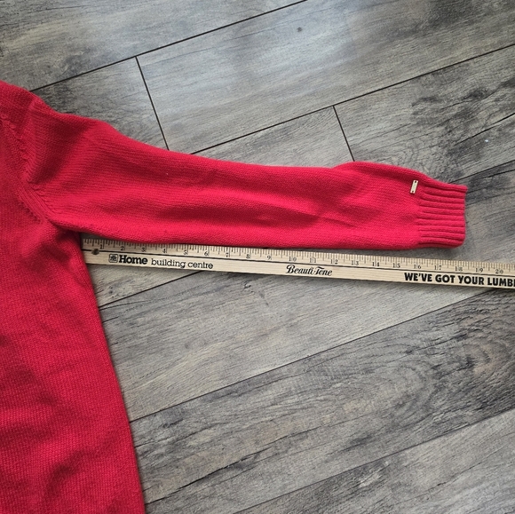 Tommy Hilfiger Womens Medium Red Cotton Snowflake Winter Sweater - Picture 7 of 11